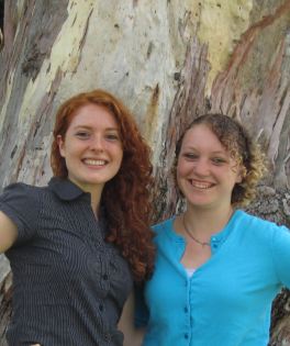 two girls smiling